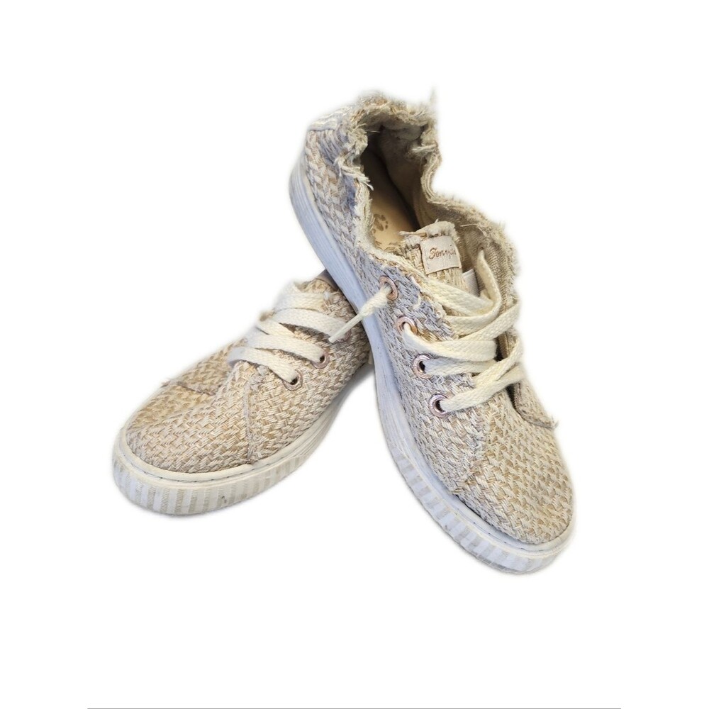 Tommy Bahama Woven Fabric Lace Up Sneakers, Tan & Cream, 7.5